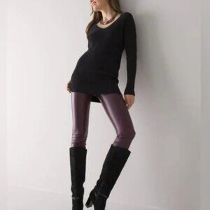 White House Black Market Rich Cabernet Faux Leather Leggings